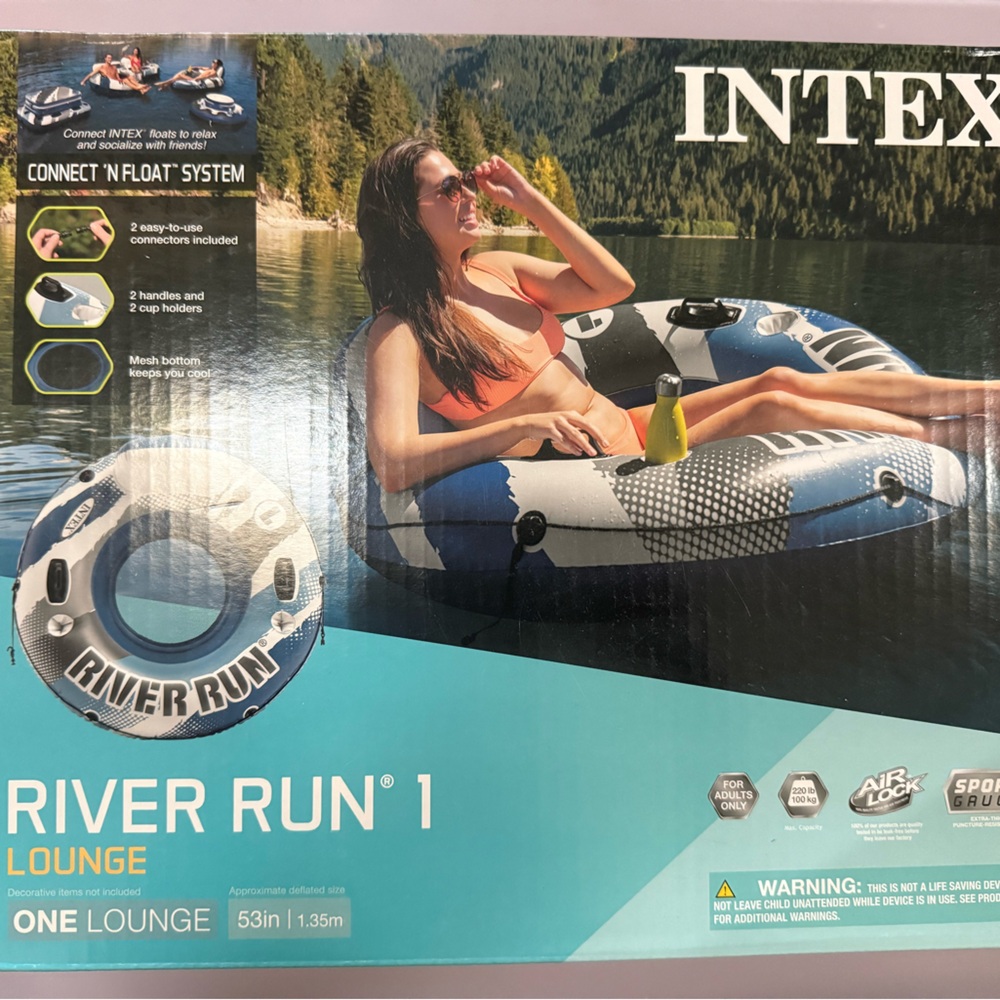 Intex River Run 1 Lounge 53 in Handles Built in Cup Holders NEW